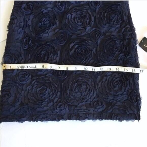 Forever 21 bodycon cocktail mini rosette dress navy tulle chiffon ROSE Small S - Picture 7 of 8